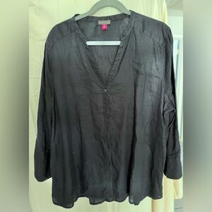 NWT- Vince Camuto,Linen Navy Blue button down shirt Size XL